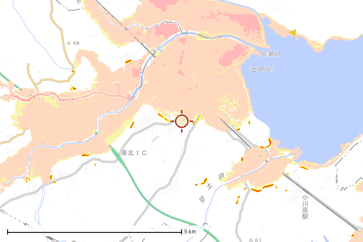 東北町周辺のハザード重ね図