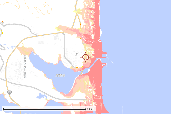 六ヶ所村周辺のハザード重ね図