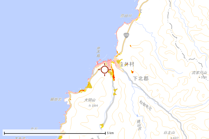 佐井村周辺のハザード重ね図