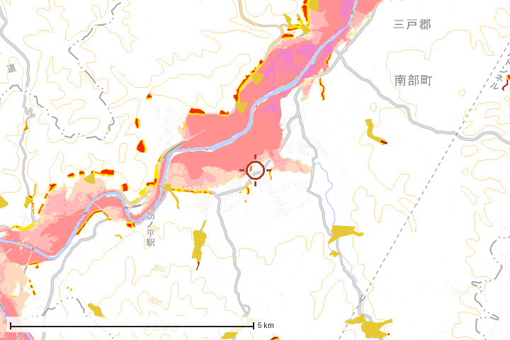 南部町周辺のハザード重ね図
