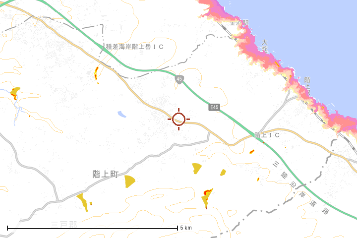 階上町周辺のハザード重ね図