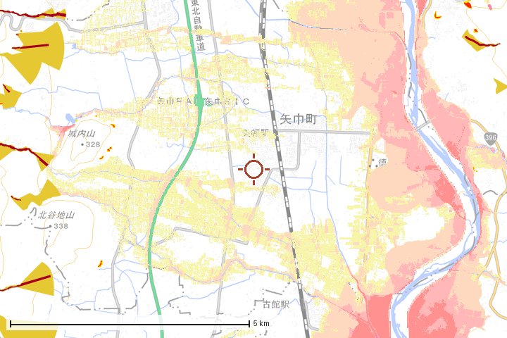 矢巾町周辺のハザード重ね図