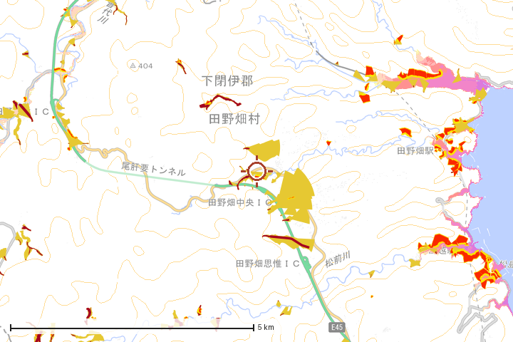 田野畑村周辺のハザード重ね図