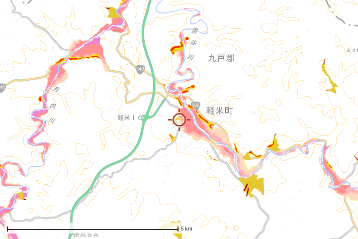軽米町周辺のハザード重ね図