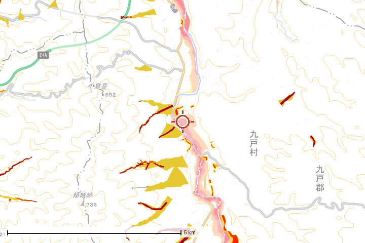 九戸村周辺のハザード重ね図