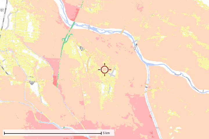 大崎市周辺のハザード重ね図