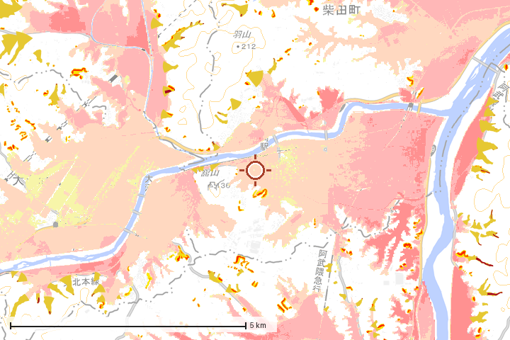 柴田町周辺のハザード重ね図