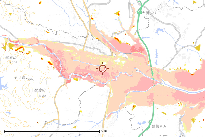大和町周辺のハザード重ね図