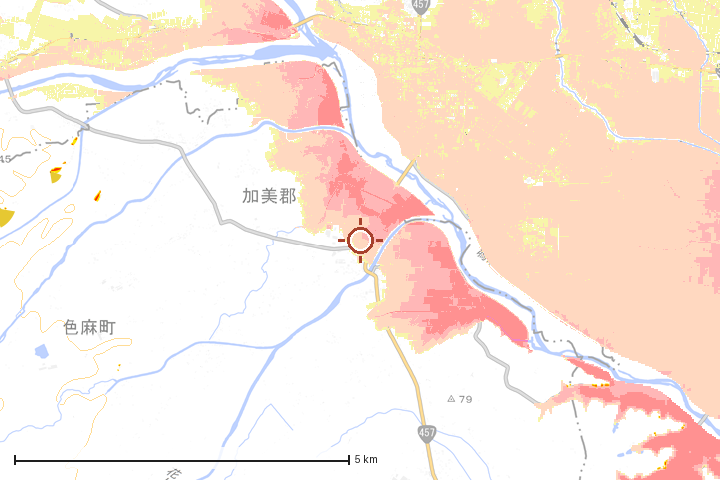 色麻町周辺のハザード重ね図