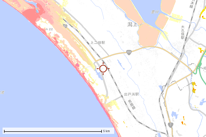 潟上市周辺のハザード重ね図
