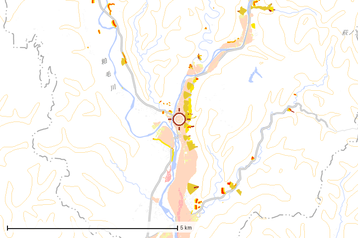 藤里町周辺のハザード重ね図