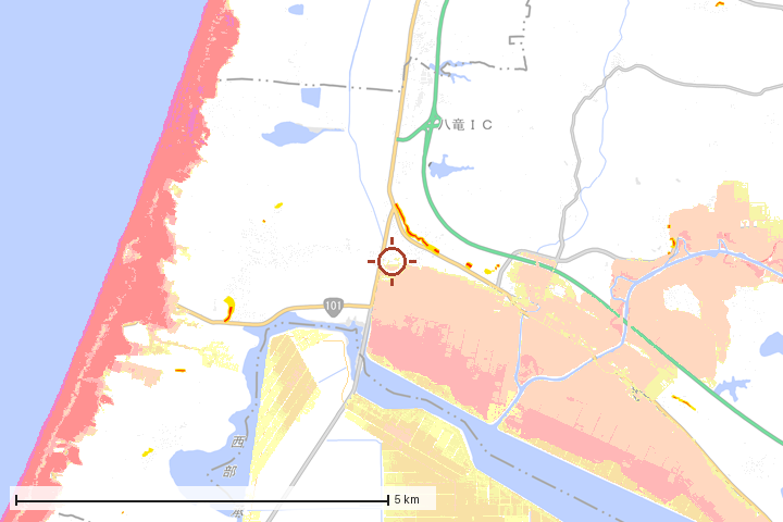 三種町周辺のハザード重ね図