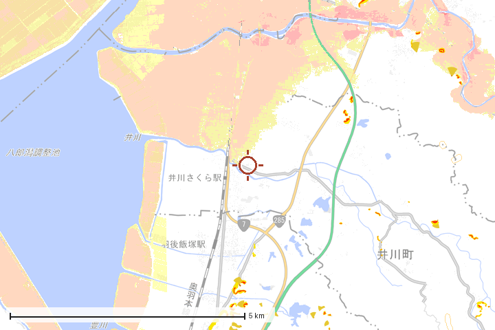 井川町周辺のハザード重ね図