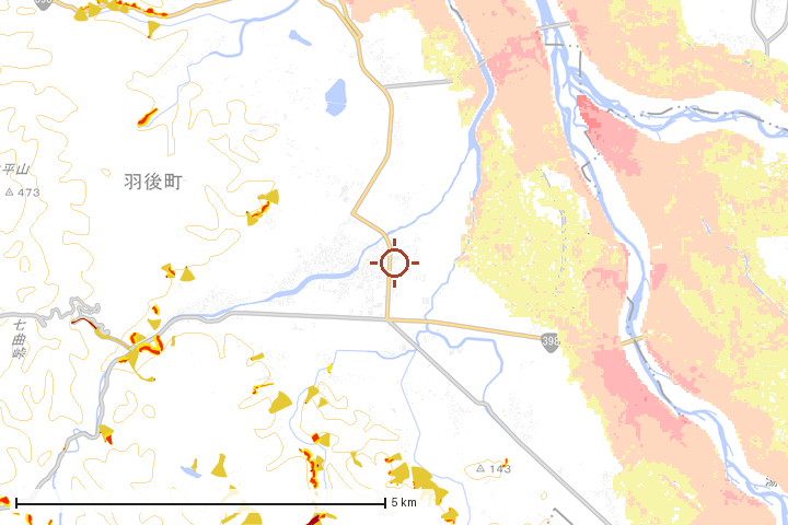 羽後町周辺のハザード重ね図