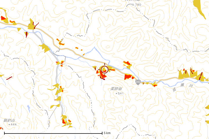 東成瀬村周辺のハザード重ね図