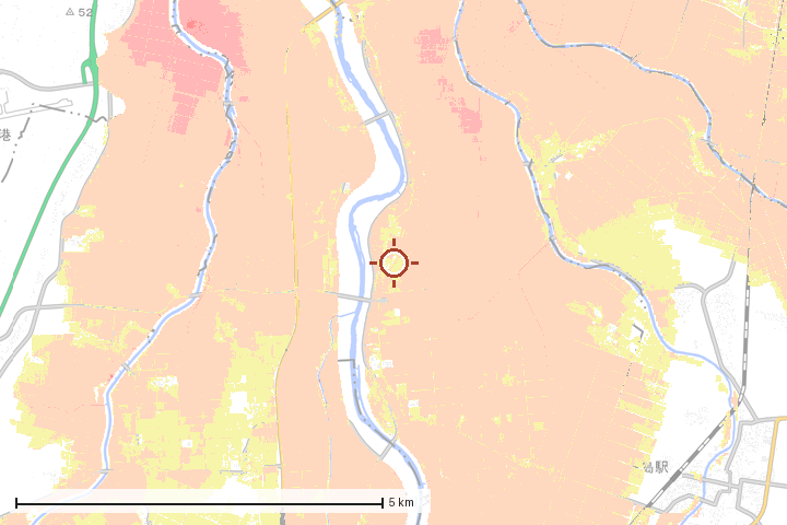 三川町周辺のハザード重ね図