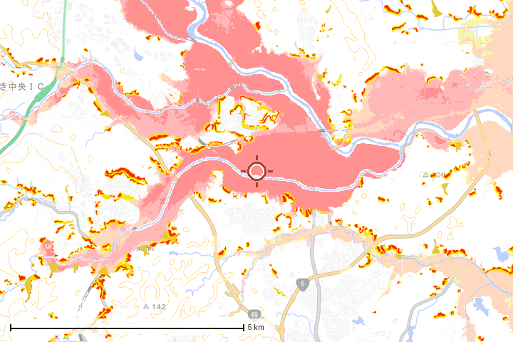 いわき市周辺のハザード重ね図