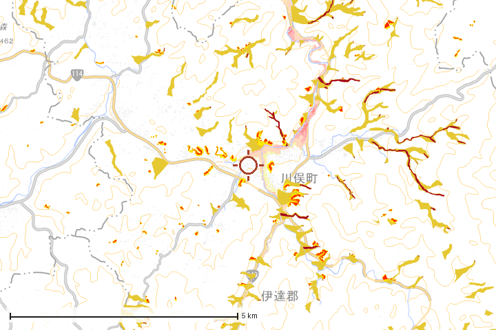 川俣町周辺のハザード重ね図