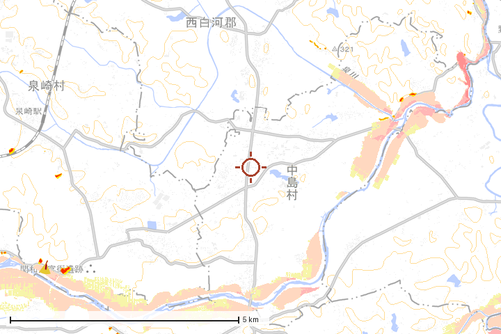 中島村周辺のハザード重ね図