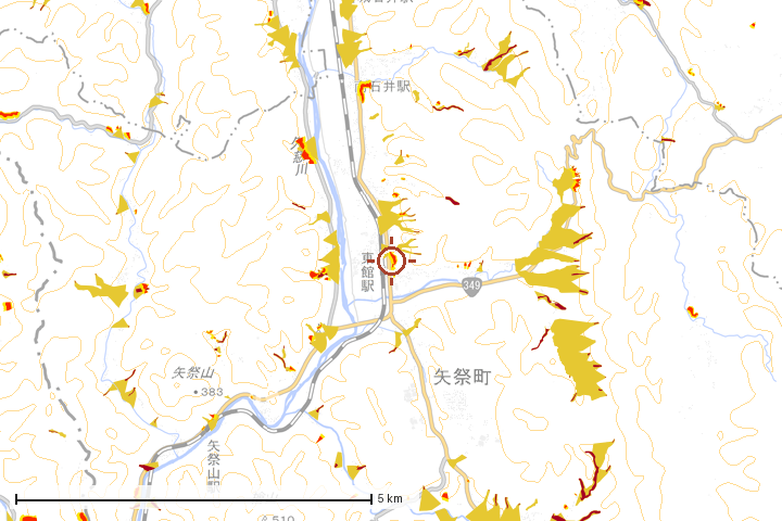 矢祭町周辺のハザード重ね図