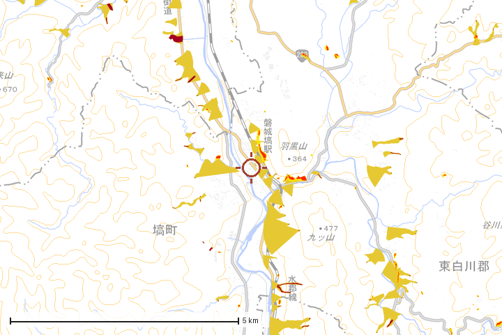 塙町周辺のハザード重ね図