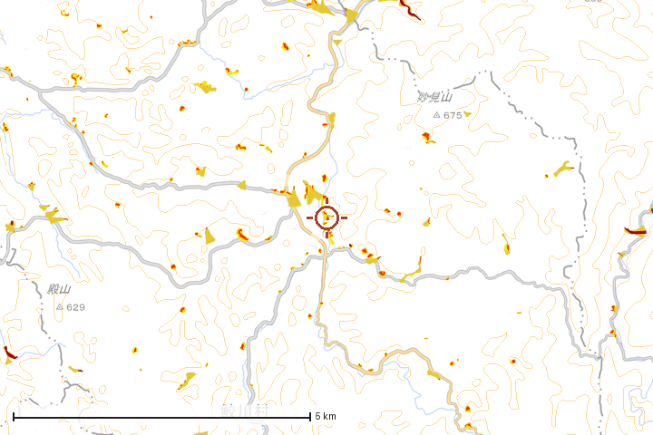 鮫川村周辺のハザード重ね図
