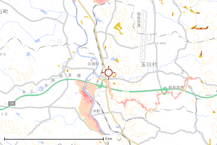 玉川村周辺のハザード重ね図