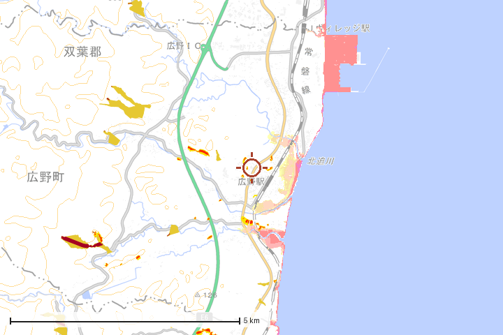 広野町周辺のハザード重ね図