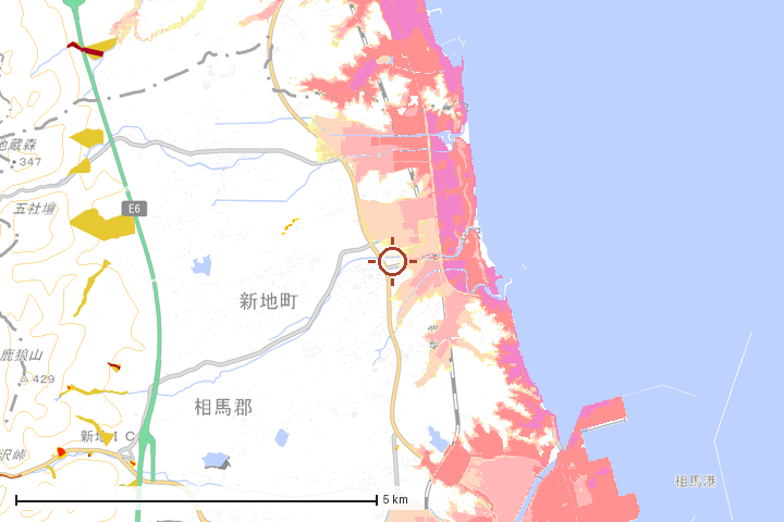 新地町周辺のハザード重ね図