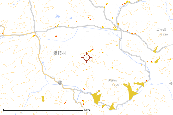 飯舘村周辺のハザード重ね図