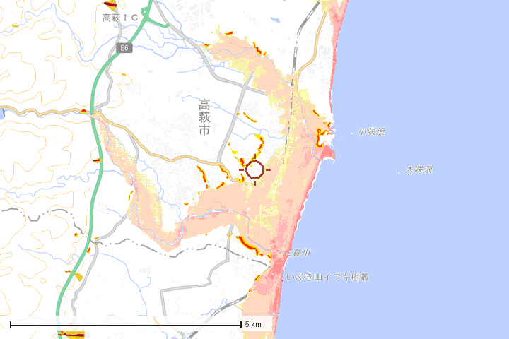 高萩市周辺のハザード重ね図
