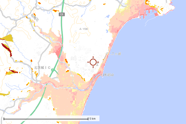 北茨城市周辺のハザード重ね図