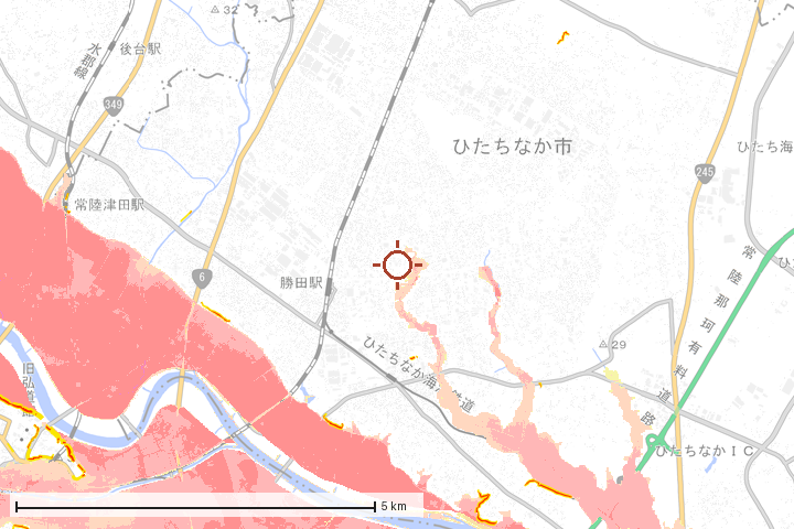 ひたちなか市周辺のハザード重ね図