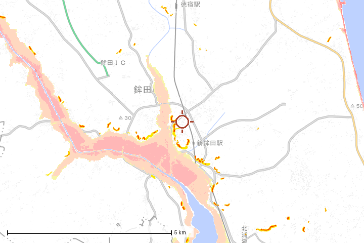 鉾田市周辺のハザード重ね図