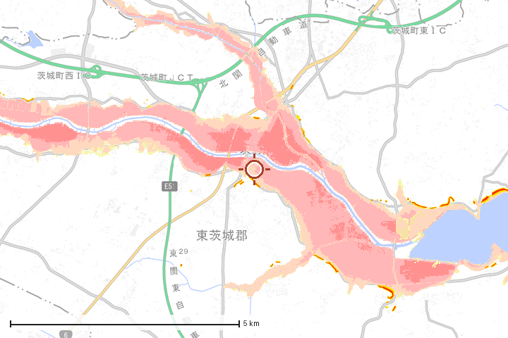 茨城町周辺のハザード重ね図