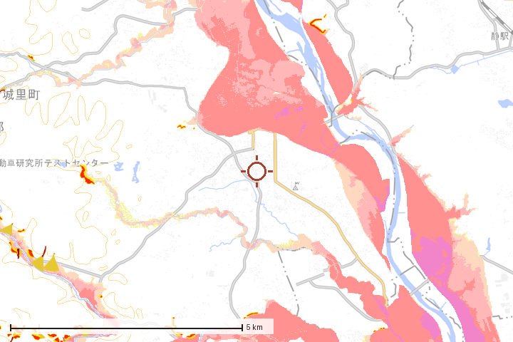 城里町周辺のハザード重ね図