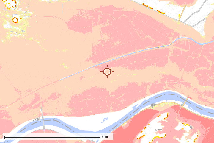 河内町周辺のハザード重ね図