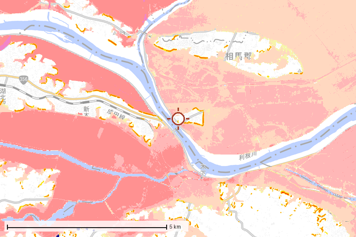 利根町周辺のハザード重ね図