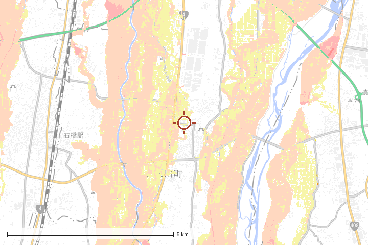 上三川町周辺のハザード重ね図