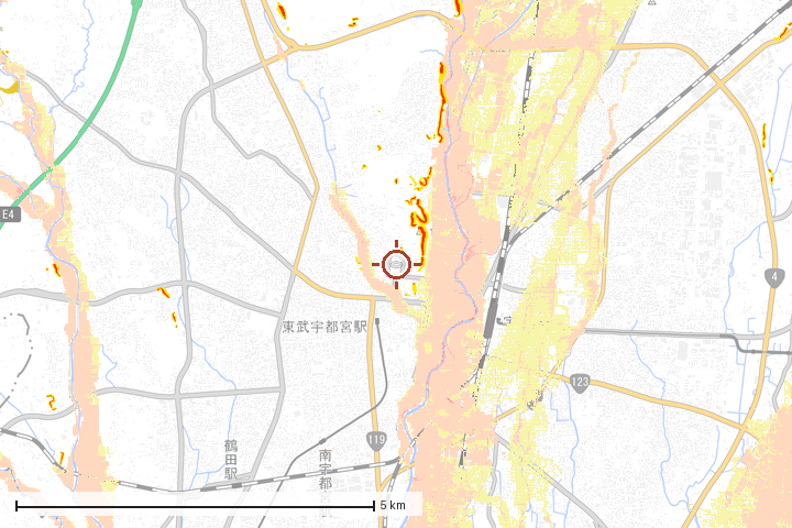 二宮町周辺のハザード重ね図