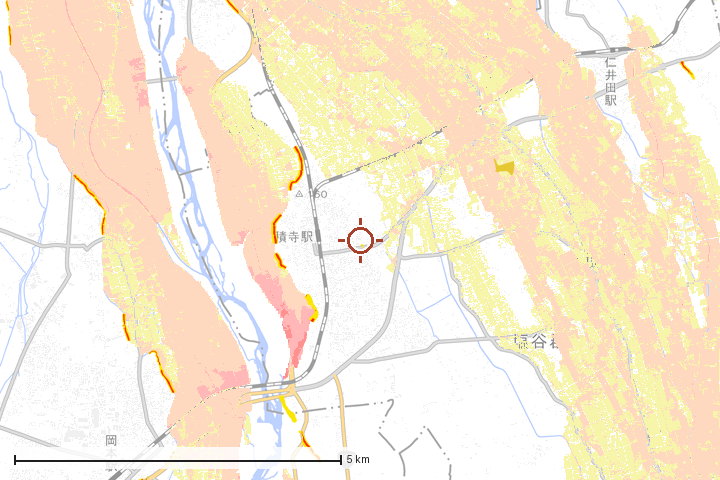 高根沢町周辺のハザード重ね図