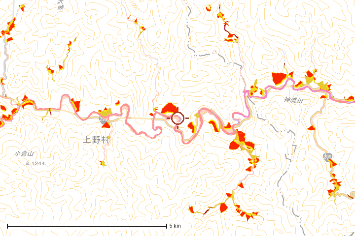 上野村周辺のハザード重ね図