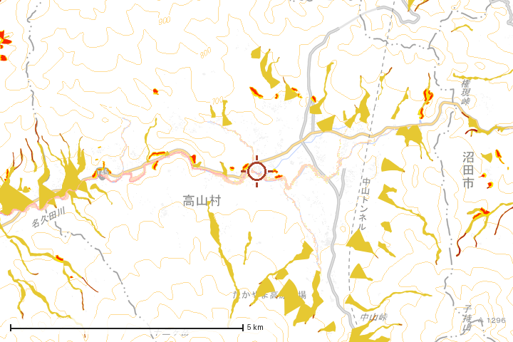 高山村周辺のハザード重ね図