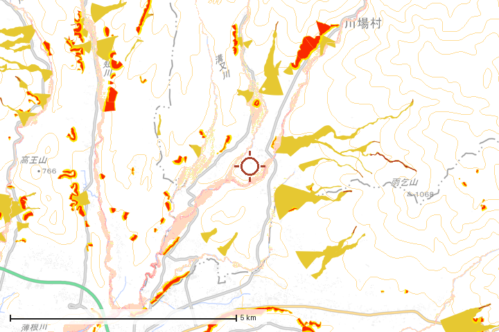 川場村周辺のハザード重ね図