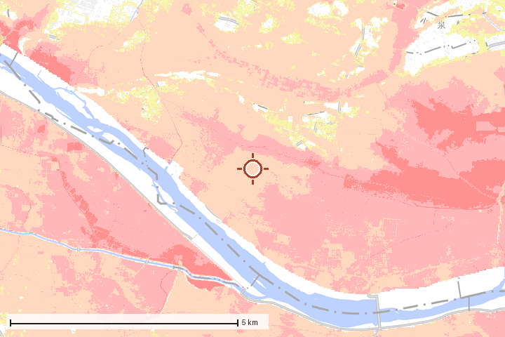 千代田町周辺のハザード重ね図