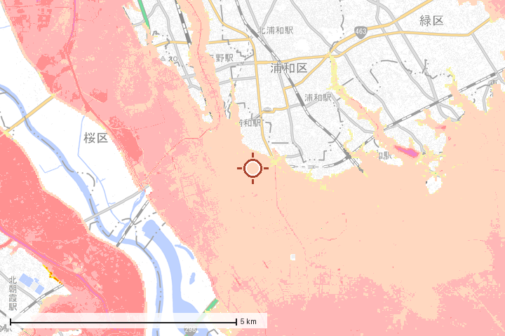 さいたま市南区周辺のハザード重ね図
