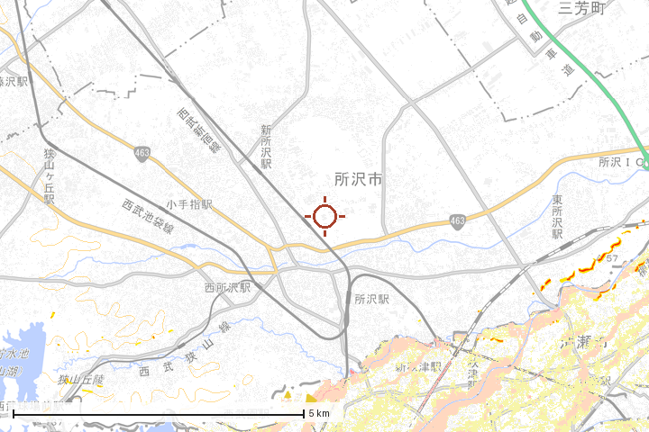 所沢市周辺のハザード重ね図