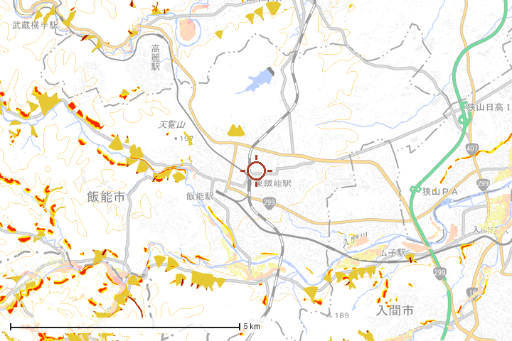飯能市周辺のハザード重ね図
