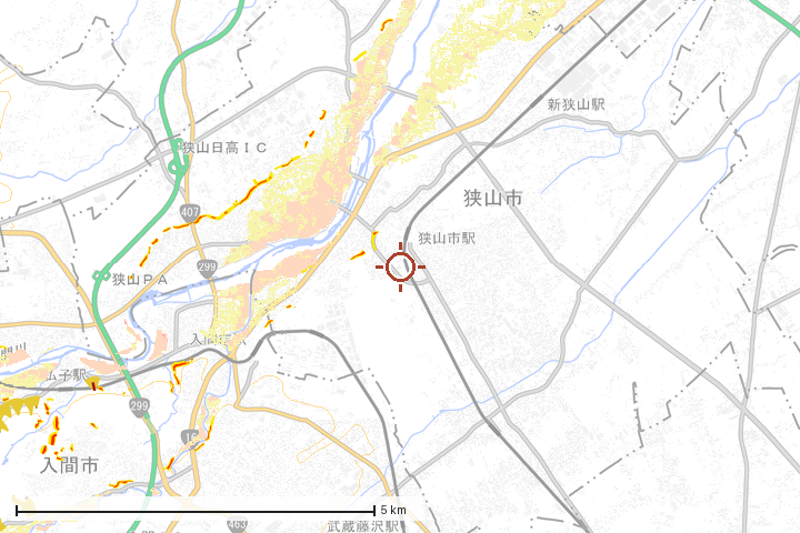 狭山市周辺のハザード重ね図