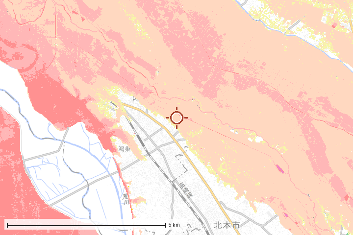 鴻巣市周辺のハザード重ね図